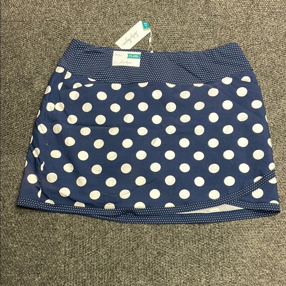 Lady Hagen Faux Wrap Pull-on Golf Skort Blue White Polka Dots NWT Size 2X Plus - Picture 1 of 4